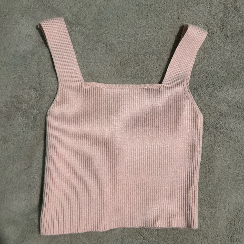 Pink Ribbed Knit Tank Top